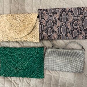 Stylish Women's Clutch Bag Set - Green, Beige, Gray, Snake Print